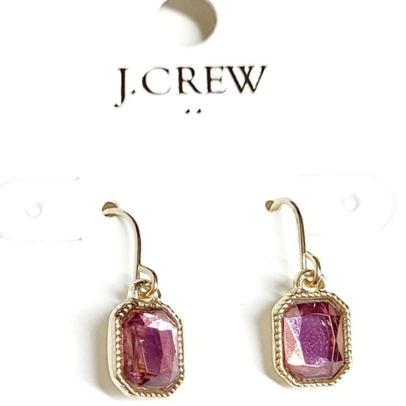 J.Crew Factory Jeweled Dangly Earrings in Rose Pink Multi-Color Gold Plated NWT - Picture 2 of 2